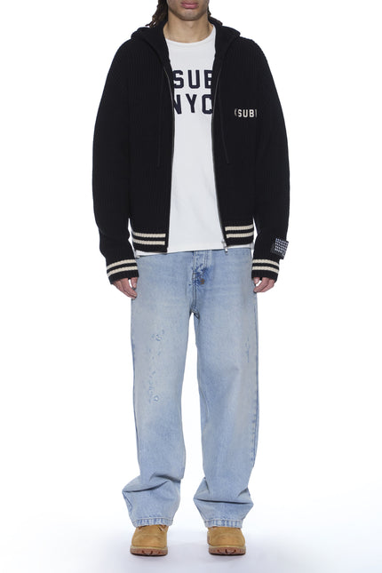 Ksubi Boxer Zip Knit Hoodie Midnight - Black