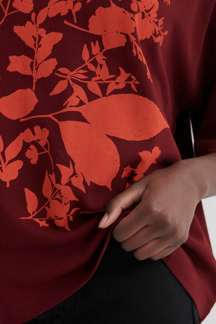 Kowtow Stencil Tee - Maroon