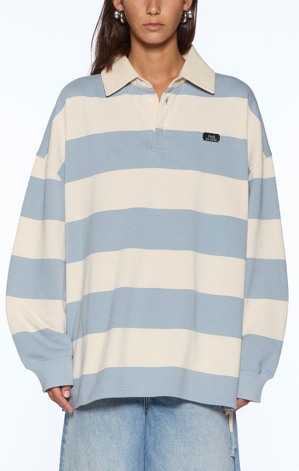 Ksubi Rugged Rugby Jersey Blue Steel Bone - Charcoal