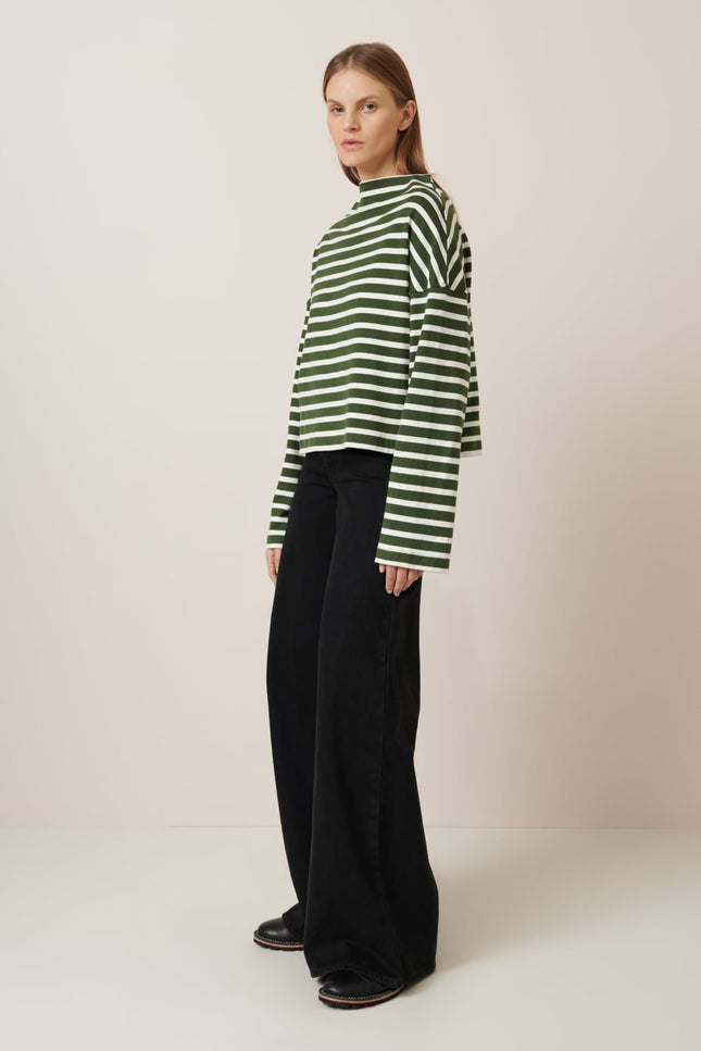 Kowtow Field Top - Green Lily Stripe