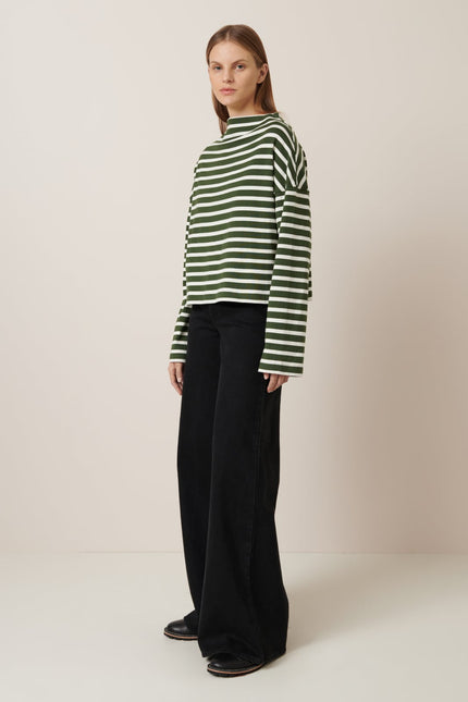 Kowtow Field Top - Green Lily Stripe
