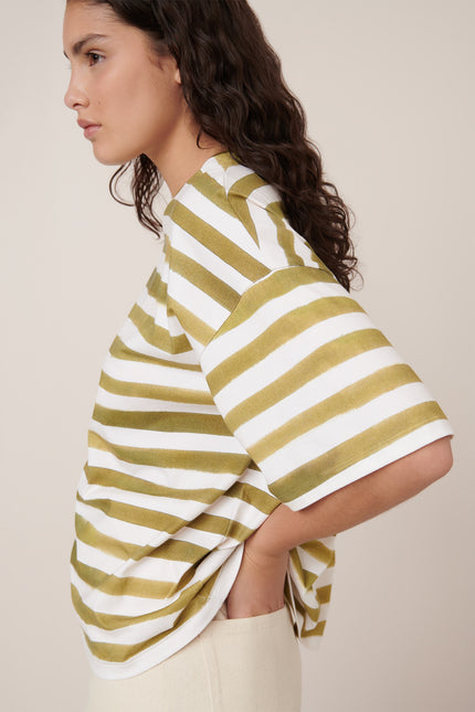 Kowtow Oversized Boxy tee - Brushstroke Stripe