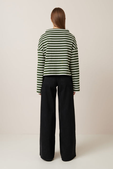 Kowtow Field Top - Green Lily Stripe