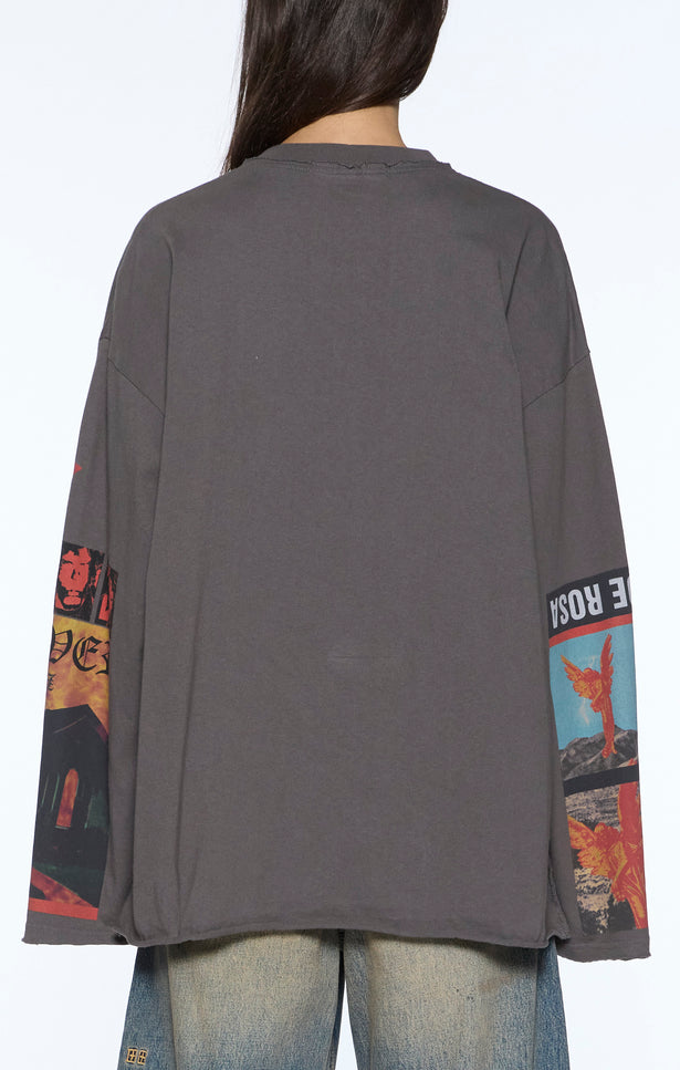 Ksubi Altar Long Sleeve Boyfriend Tee - Charcoal