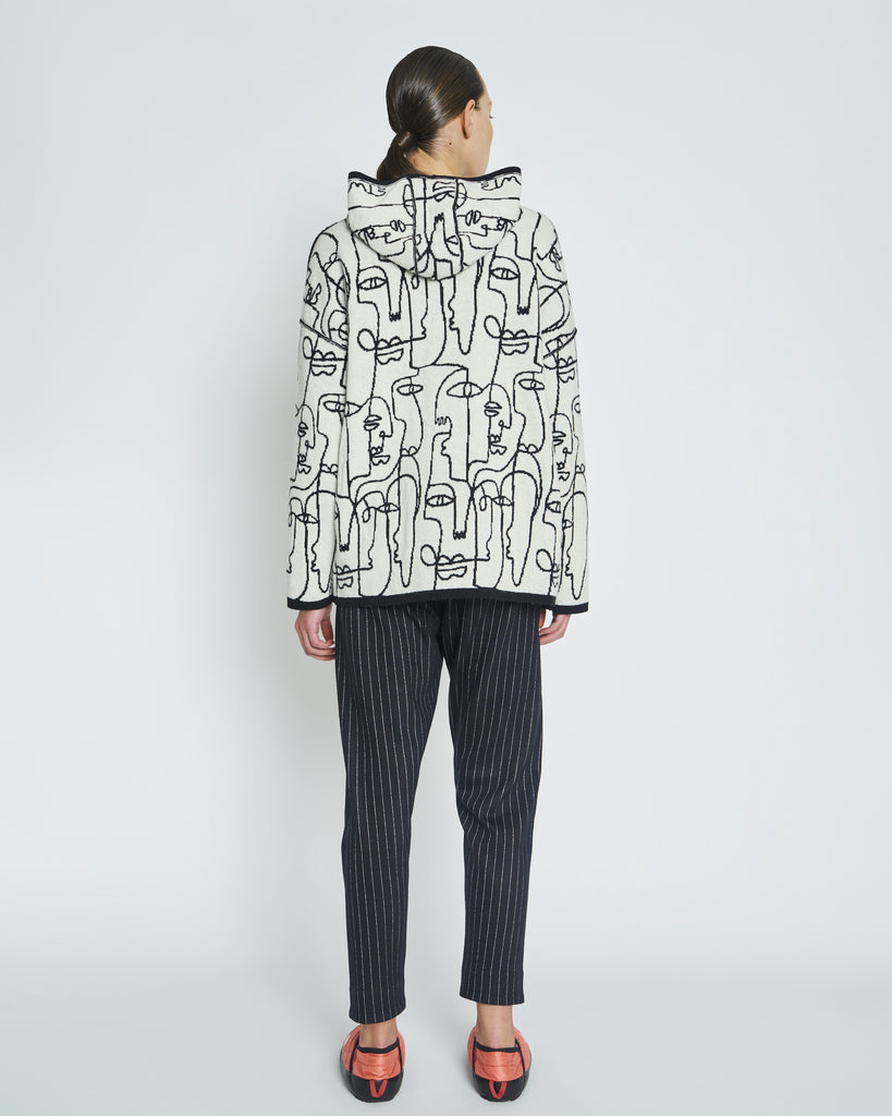 New Lands Face Hoodie - Black/ White