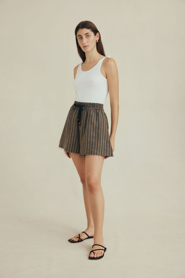Marle Anzu Short - Black/Tan stripe