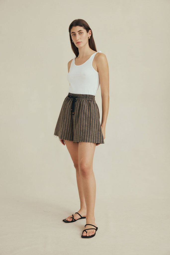 Marle Anzu Short - Black/Tan stripe