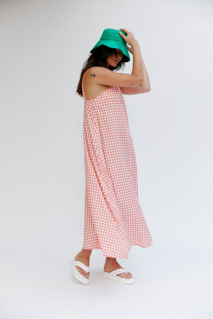 Mina Moa Dress - Peach Gingham