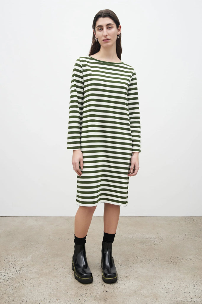 Kowtow Breton Dress - Deep Green Stripe